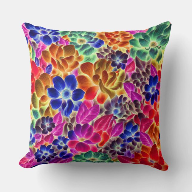 Kleurrijke Abstracte Bloemen #67 - Kussen (Voorkant)