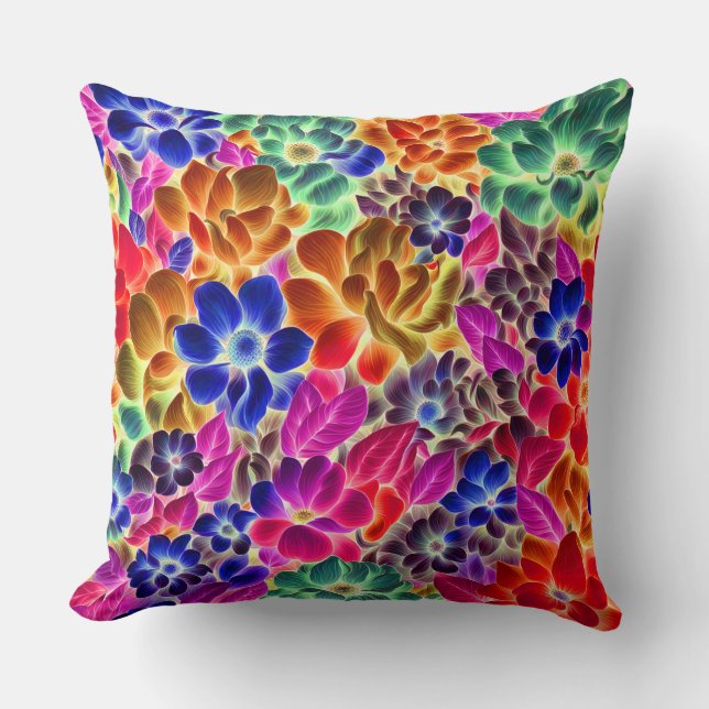 Kleurrijke Abstracte Bloemen #67 - Kussen (Voorkant)