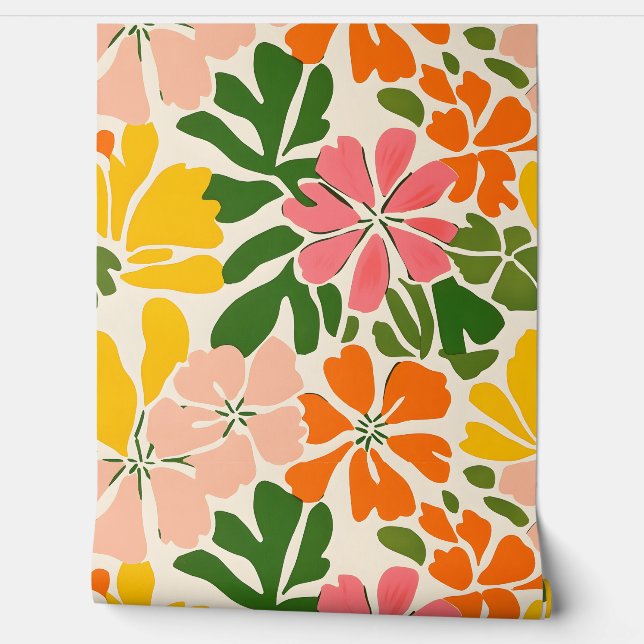 Kleurrijke abstracte bloemen behang (Afrollen)