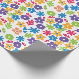 Kleurrijke Abstracte bloemen Cadeaupapier