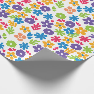 Kleurrijke Abstracte bloemen Cadeaupapier