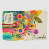 Kleurrijke Abstracte Bloemen Grappig Golfhanddoek (Horizontaal)