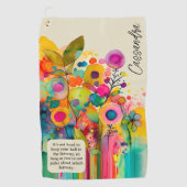 Kleurrijke Abstracte Bloemen Grappig Golfhanddoek (Voorkant)