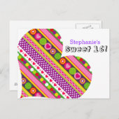 Kleurrijke abstracte bloemen harten Sweet 16 ansic Briefkaart (Voorkant / Achterkant)