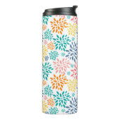 Kleurrijke abstracte bloemen met driepodig lampje thermosbeker (Gedraaid links)