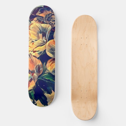 kleurrijke abstracte bloemen natuur oorspronkelijk persoonlijk skateboard (Voorkant)