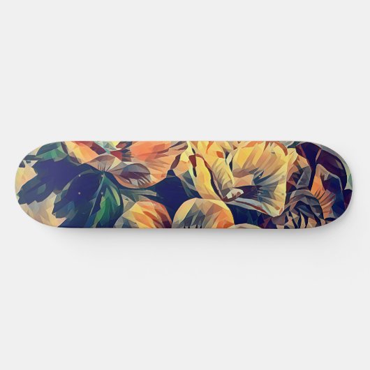 kleurrijke abstracte bloemen natuur oorspronkelijk persoonlijk skateboard (Horizontaal)