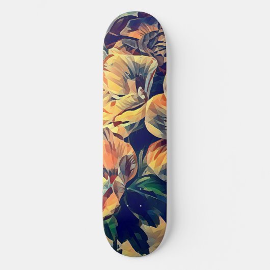 kleurrijke abstracte bloemen natuur oorspronkelijk persoonlijk skateboard (Voorkant)