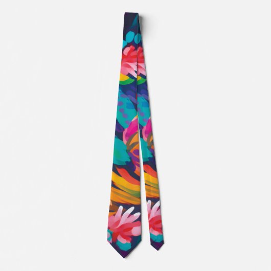 Kleurrijke Abstracte Bloemen Stropdas Bold Modern  (Voorkant)