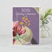 Kleurrijke Abstracte Bloemen Verjaardag Kaart (Staand voorkant)