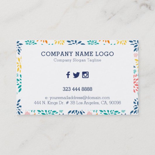 Kleurrijke abstracte bloemen visitekaartje (Achterkant)