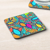 Kleurrijke Abstracte bloemenkunst Bier Onderzetter (Linkerzijde)