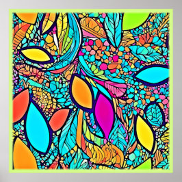 Kleurrijke Abstracte bloemenkunst Poster