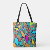 Kleurrijke Abstracte bloemenkunst Tote Bag (Achterkant)