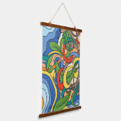 Kleurrijke abstracte bloemenstrand vector illustra hangend wandkleed (Gebogen)