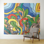 Kleurrijke abstracte bloemenstrand vector illustra wandkleed (In Situ (horizontaal))