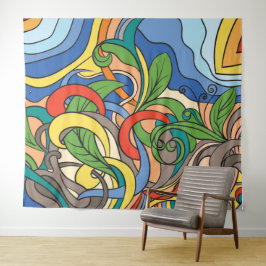 Kleurrijke abstracte bloemenstrand vector illustra wandkleed