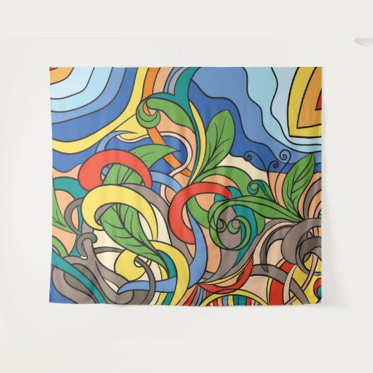 Kleurrijke abstracte bloemenstrand vector illustra wandkleed (Voorkant (horizontaal))