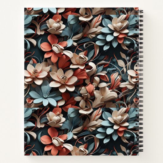 Kleurrijke abstracte bloemetjes Spiral Notitieboek (Achterkant)