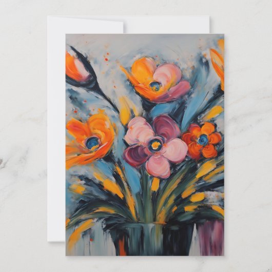 Kleurrijke Abstracte bloemkunst Feestdagenkaart (Voorkant)