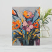 Kleurrijke Abstracte bloemkunst Feestdagenkaart (Staand voorkant)