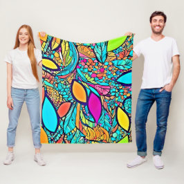 Kleurrijke Abstracte Bloemkunst Fleece Deken