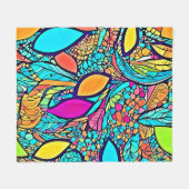 Kleurrijke Abstracte Bloemkunst Fleece Deken (Voorkant (Horizontaal))