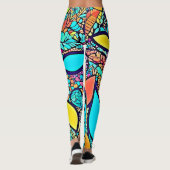 Kleurrijke Abstracte Bloemkunst Leggings (Achterkant)