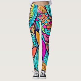 Kleurrijke Abstracte Bloemkunst Leggings