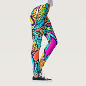 Kleurrijke Abstracte Bloemkunst Leggings (Rechts)