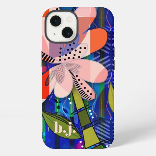 Kleurrijke Abstracte bloempatroon iPhone Hoesje (Achterkant)