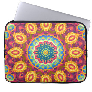 Kleurrijke Abstracte Bloemrijke Mandala Laptop Sleeve