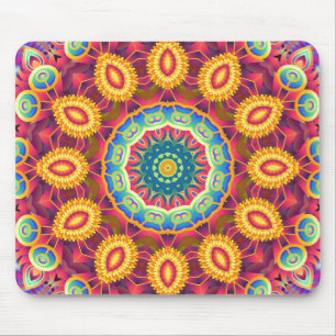 Kleurrijke Abstracte Bloemrijke Mandala Muismat