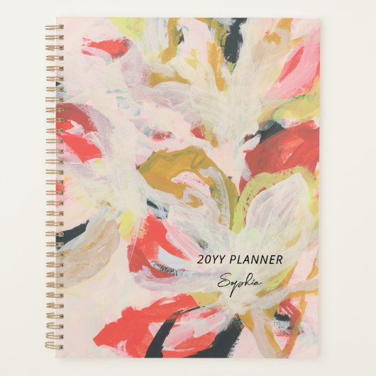 Kleurrijke Abstracte Bloemschildering Aangepaste N Planner (Voorkant)
