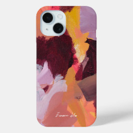Kleurrijke Abstracte Bloemschildering Jouw Naam iPhone 15 Case