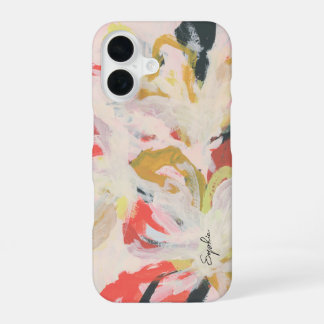 Kleurrijke Abstracte Bloemschildering Jouw Naam iPhone 16 Hoesje
