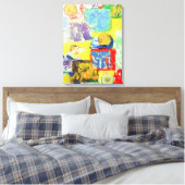 Kleurrijke Abstracte Blokken Canvas Afdruk (Insitu (Slaapkamer))