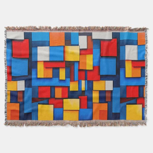 Kleurrijke abstracte blokken deken (Voorkant)
