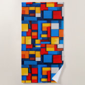 Kleurrijke abstracte blokken strandlaken (Voorkant)