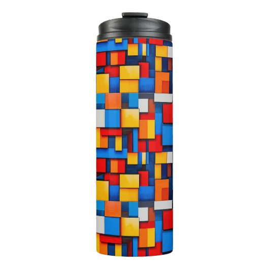 Kleurrijke abstracte blokken thermosbeker (Voorkant)