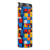 Kleurrijke abstracte blokken thermosbeker (Geroteerd rechts)