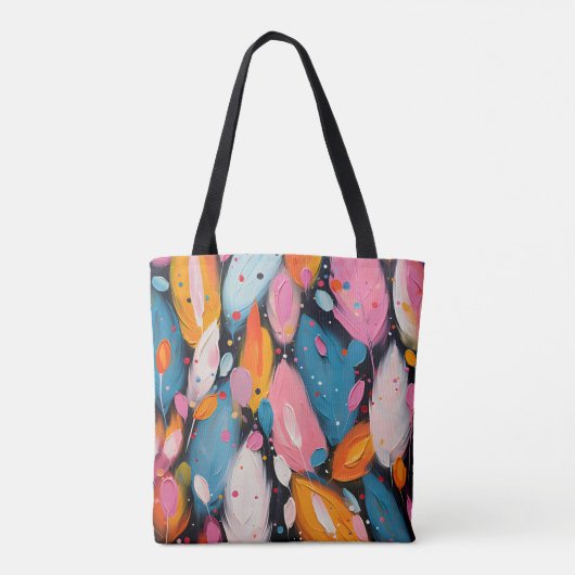 Kleurrijke Abstracte Boheemse veren Tote Bag (Achterkant)
