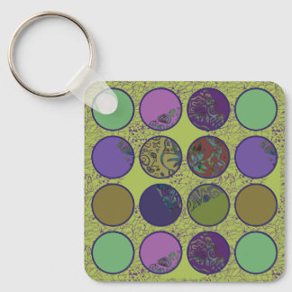 Kleurrijke Abstracte Boho Cirkels: Retro Sfeer Sleutelhanger