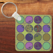 Kleurrijke Abstracte Boho Cirkels: Retro Sfeer Sleutelhanger (Voorkant)