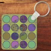 Kleurrijke Abstracte Boho Cirkels: Retro Sfeer Sleutelhanger (Achterkant)
