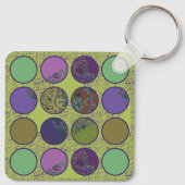 Kleurrijke Abstracte Boho Cirkels: Retro Sfeer Sleutelhanger (Achterkant)