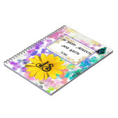 Kleurrijke Abstracte Bokeh Monogram Zonnebloem Notitieboek (Linkerzijde)