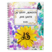 Kleurrijke Abstracte Bokeh Monogram Zonnebloem Notitieboek (Voorkant)