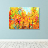 Kleurrijke Abstracte bomen in de bosmuur Canvas Afdruk (Insitu (Houten vloer))