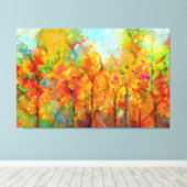 Kleurrijke Abstracte bomen van het boskanvas Canvas Afdruk (Insitu (Houten vloer))